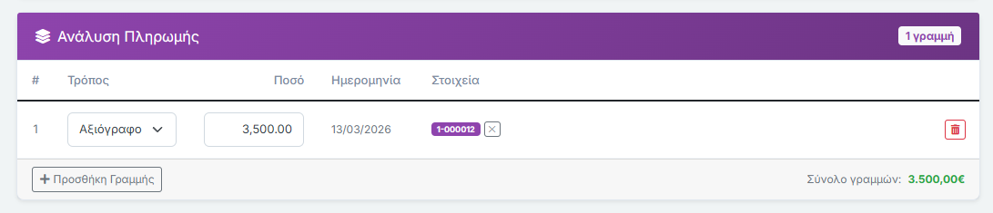 Ανάλυση Πληρωμής - Αξιόγραφο
